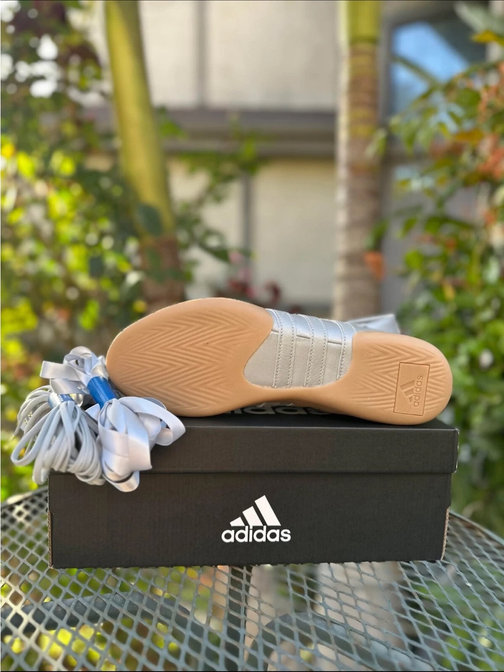Adidas Tae Kwondo Mei Ballet Silver Metallic Flats with Gum soles- size 91/2 NIB - Picture 3 of 5